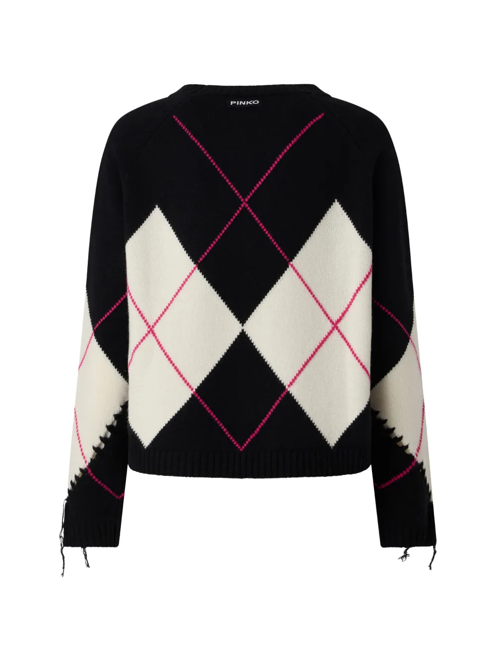 PINKO Gerafelde trui met argyle-intarsia Zwart