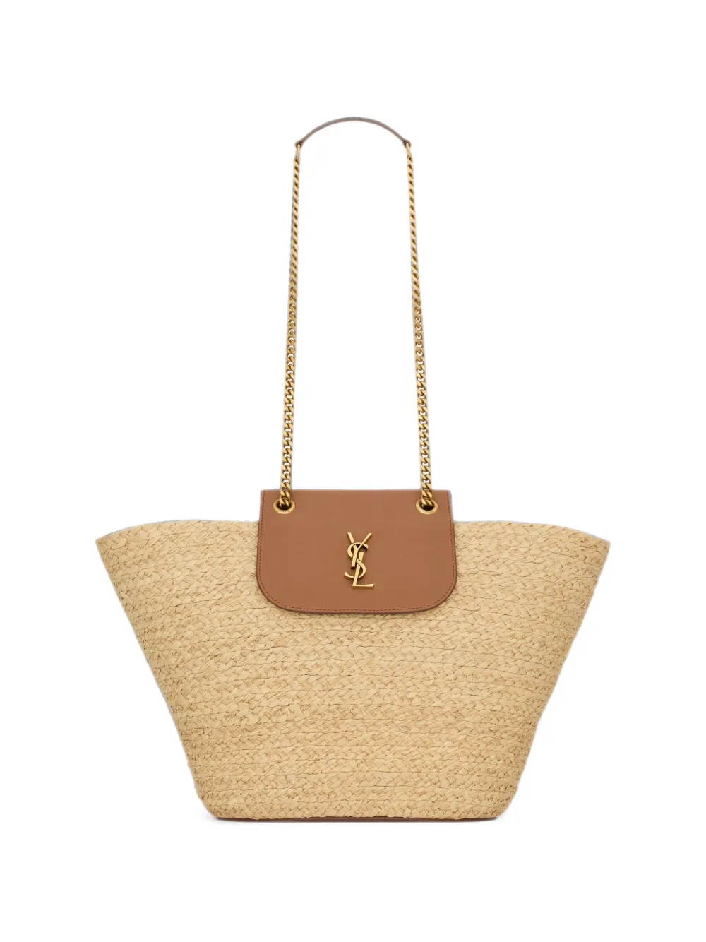 Saint Laurent Manon raffia tote bag - Nude