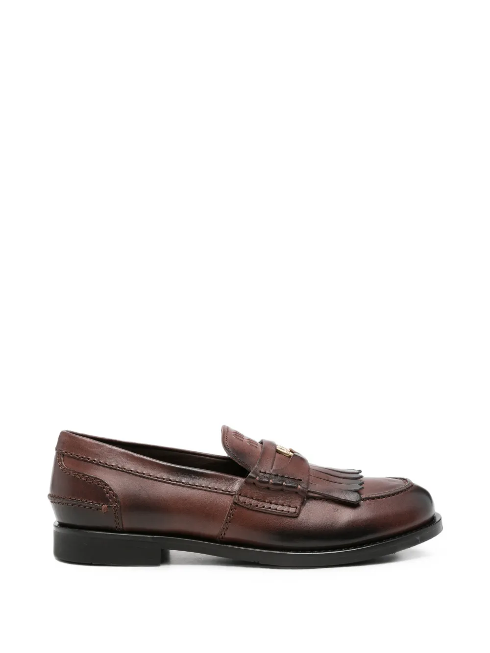 Miu Miu fringed coin loafers - Marrone