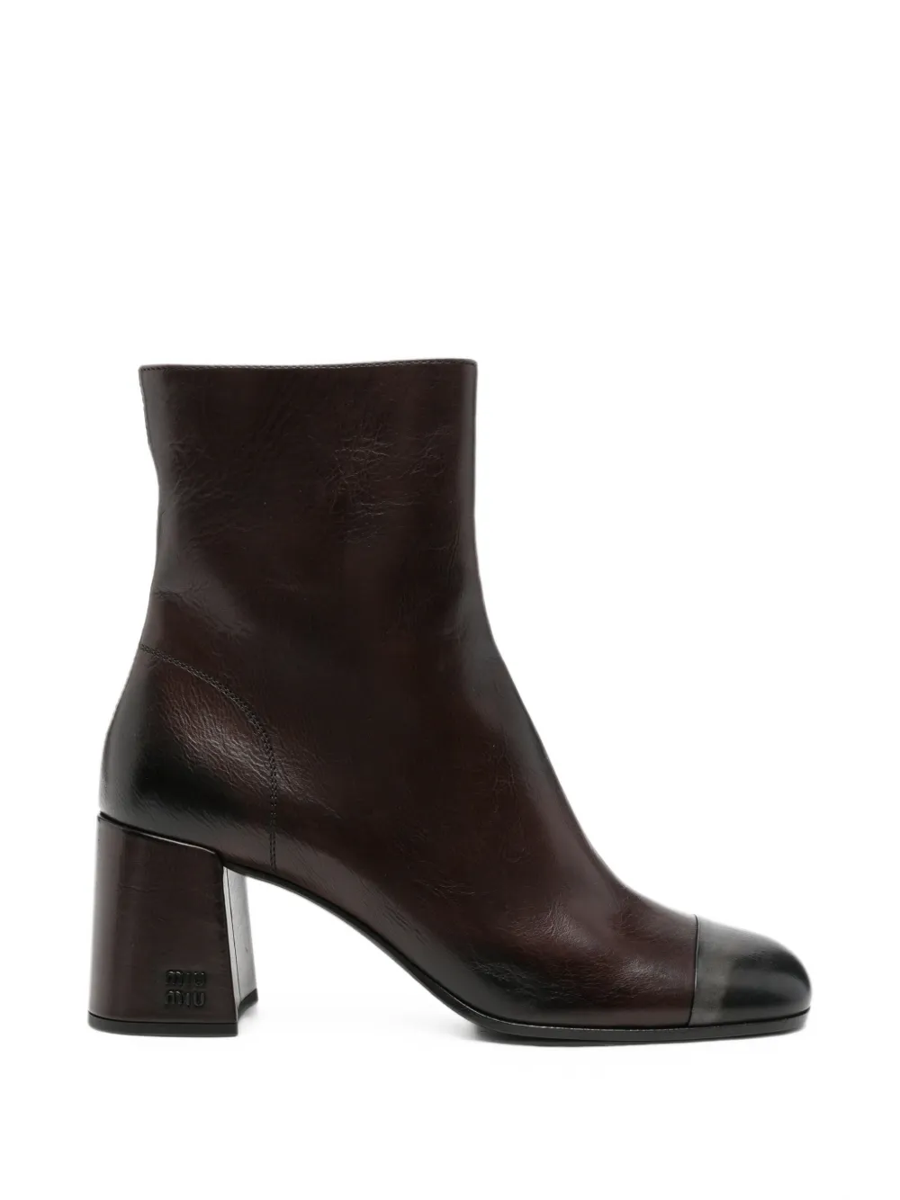 Miu Miu bottines à talon épais et bout contrastant - Marron Miu Miu bottines à talon épais et bout contrastant - Marron