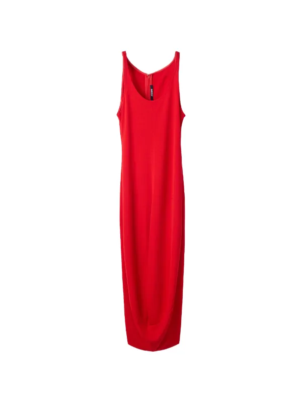 jacquemus red dress Women's The Pasadena Midi Jacquemus draped mini dress with a fitted silhouette and sheer chiffon with stretch lining Jacquemus - The Regata Dress