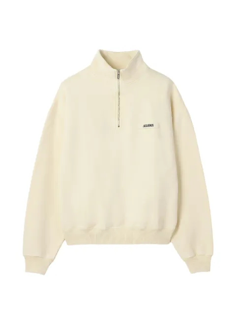 Jacquemus Gros Grain quarter-zip logo-patch sweatshirt