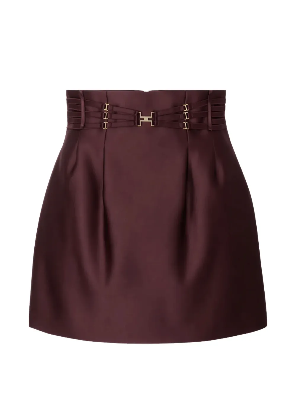 Elisabetta Franchi logo-plaque pleated-detail mini skirt - Marrone