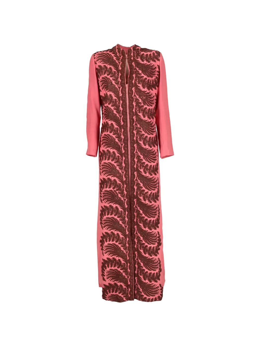 Pre-owned Vintage Embroidered Zip-up Dress In Pink