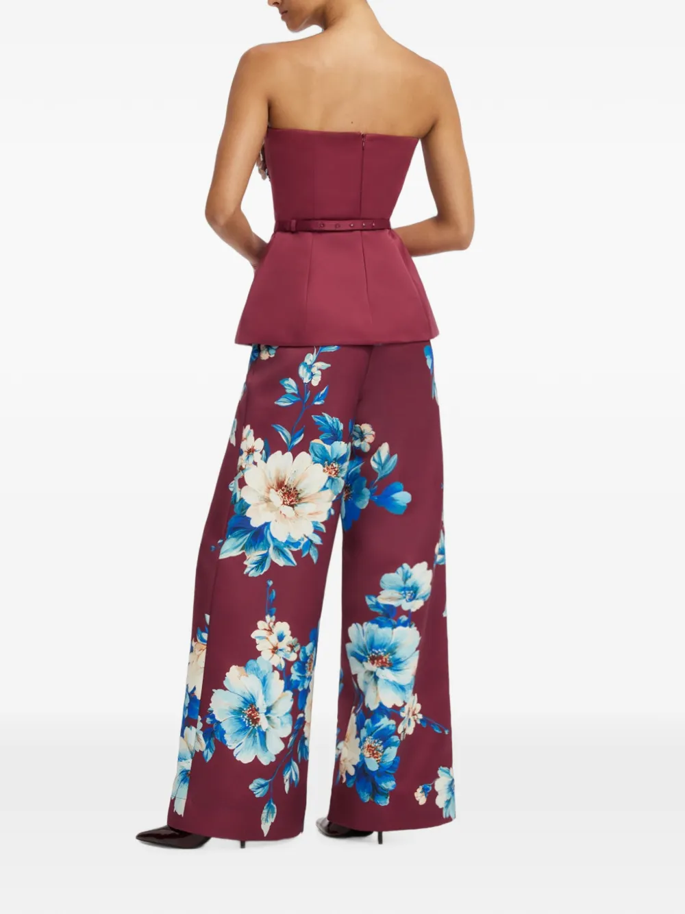 Leo Lin Elisha Floral-print Trousers in Red, view 2