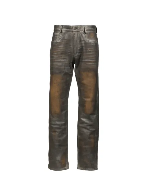 424 leather straight-leg trousers