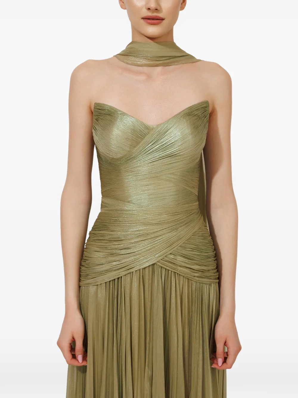 Iris Serban Erica strapless maxi dress Groen