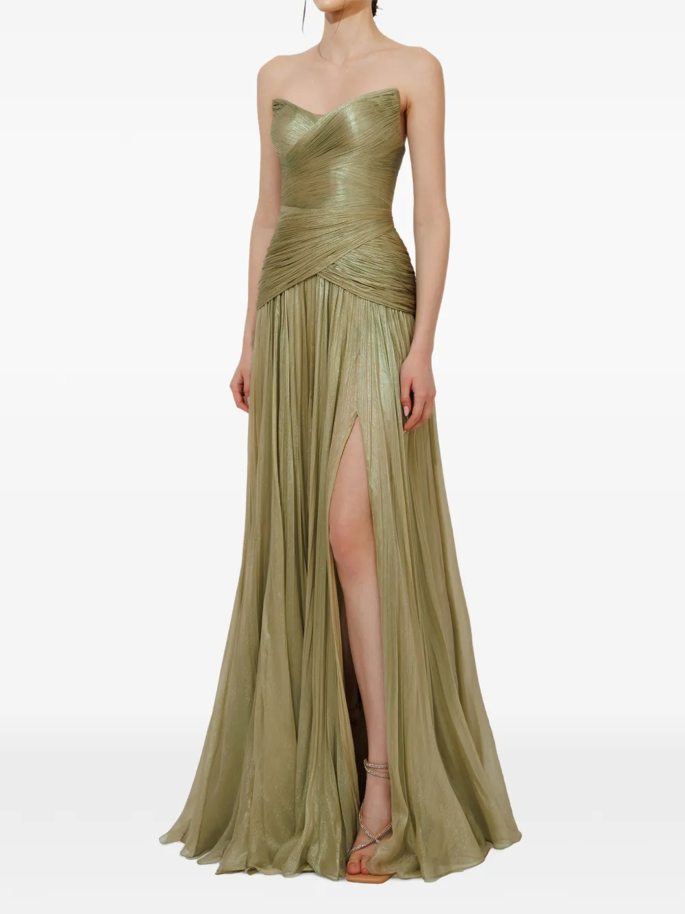 Iris Serban Erica strapless maxi dress Groen
