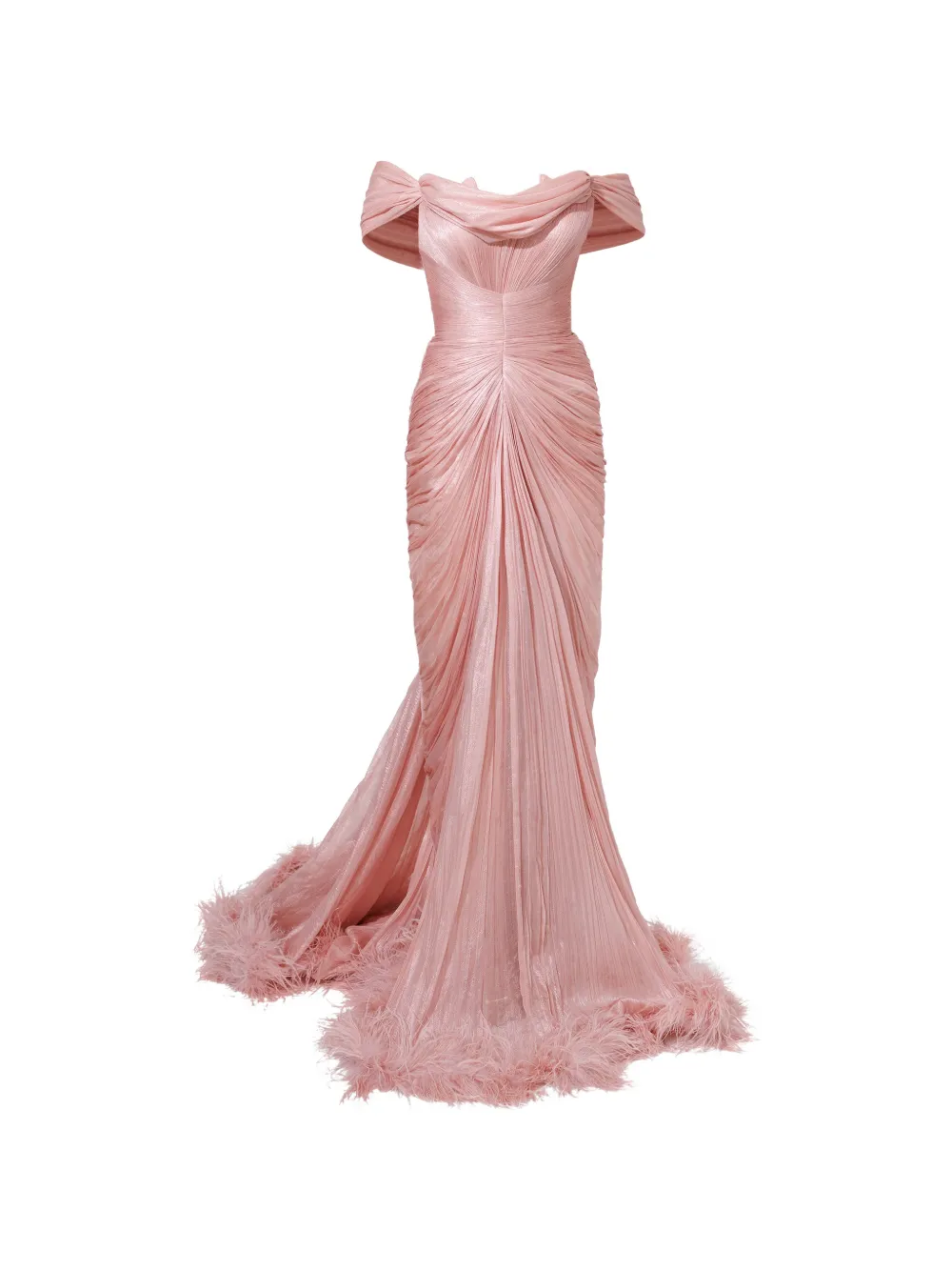 Iris Serban Viola Maxikleid mit Federn - Rosa