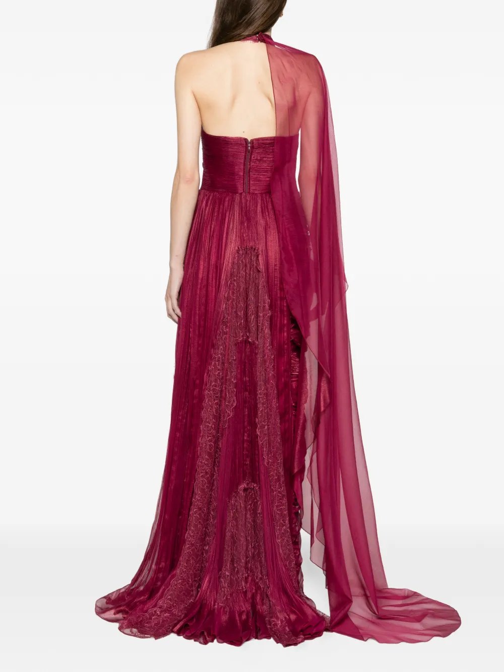 Iris Serban Yolanda burgandy panel gown Rood