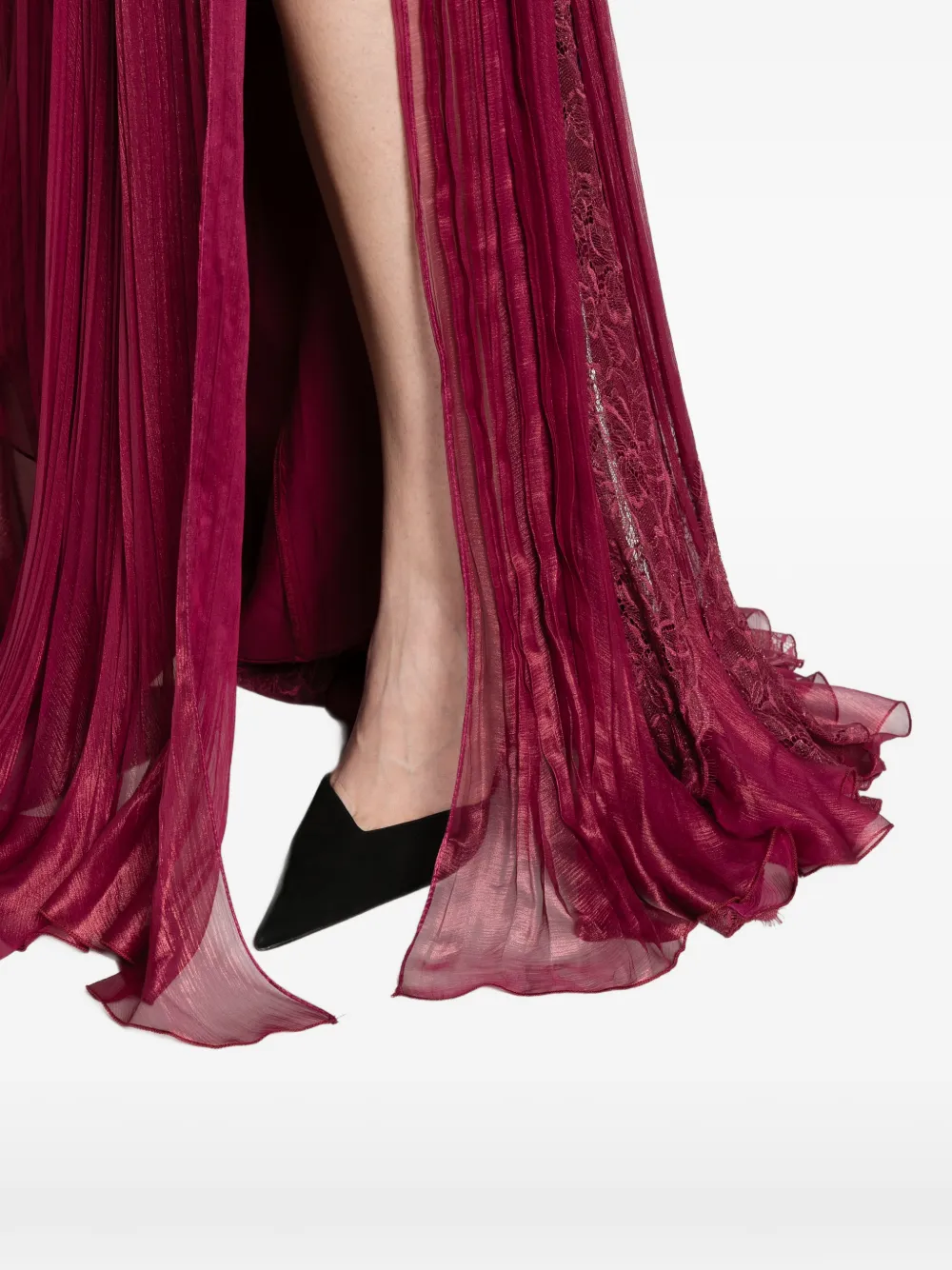 Iris Serban Yolanda burgandy panel gown Rood