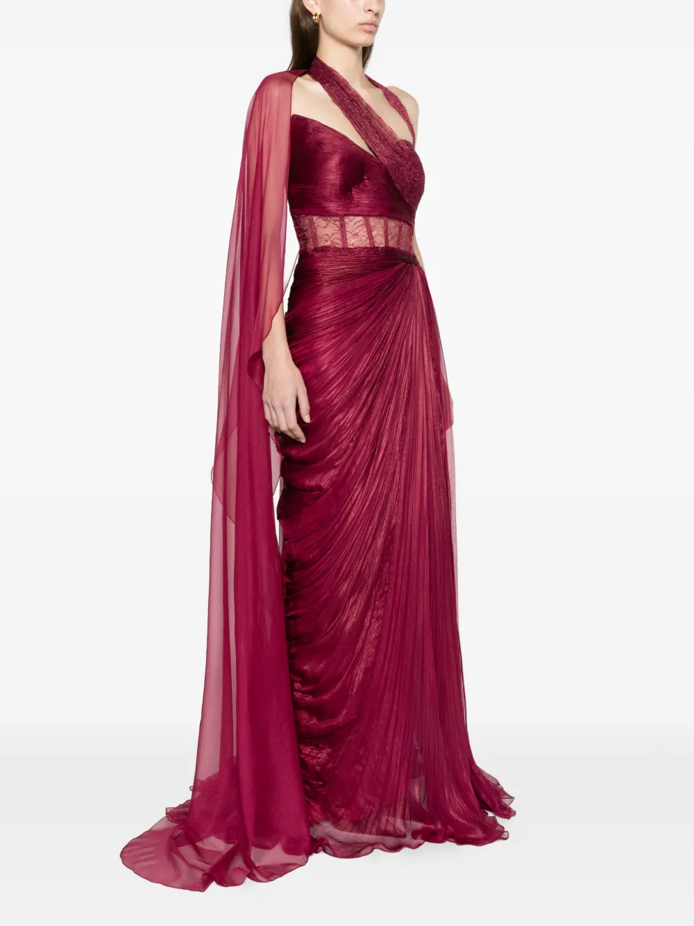 Iris Serban Yolanda burgandy panel gown Rood
