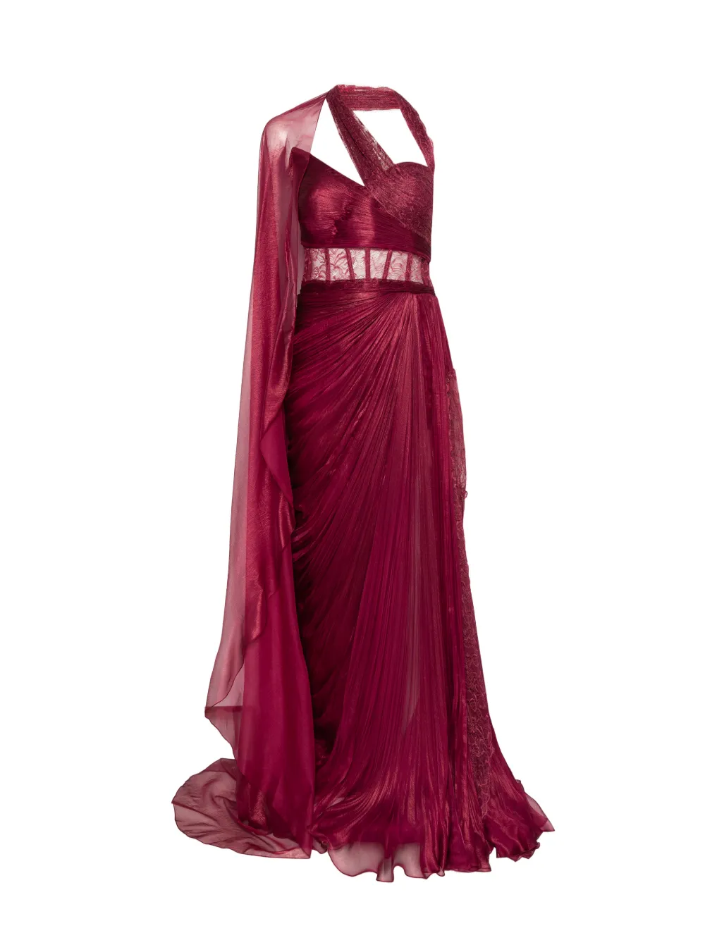 Iris Serban Yolanda burgandy panel gown Rood
