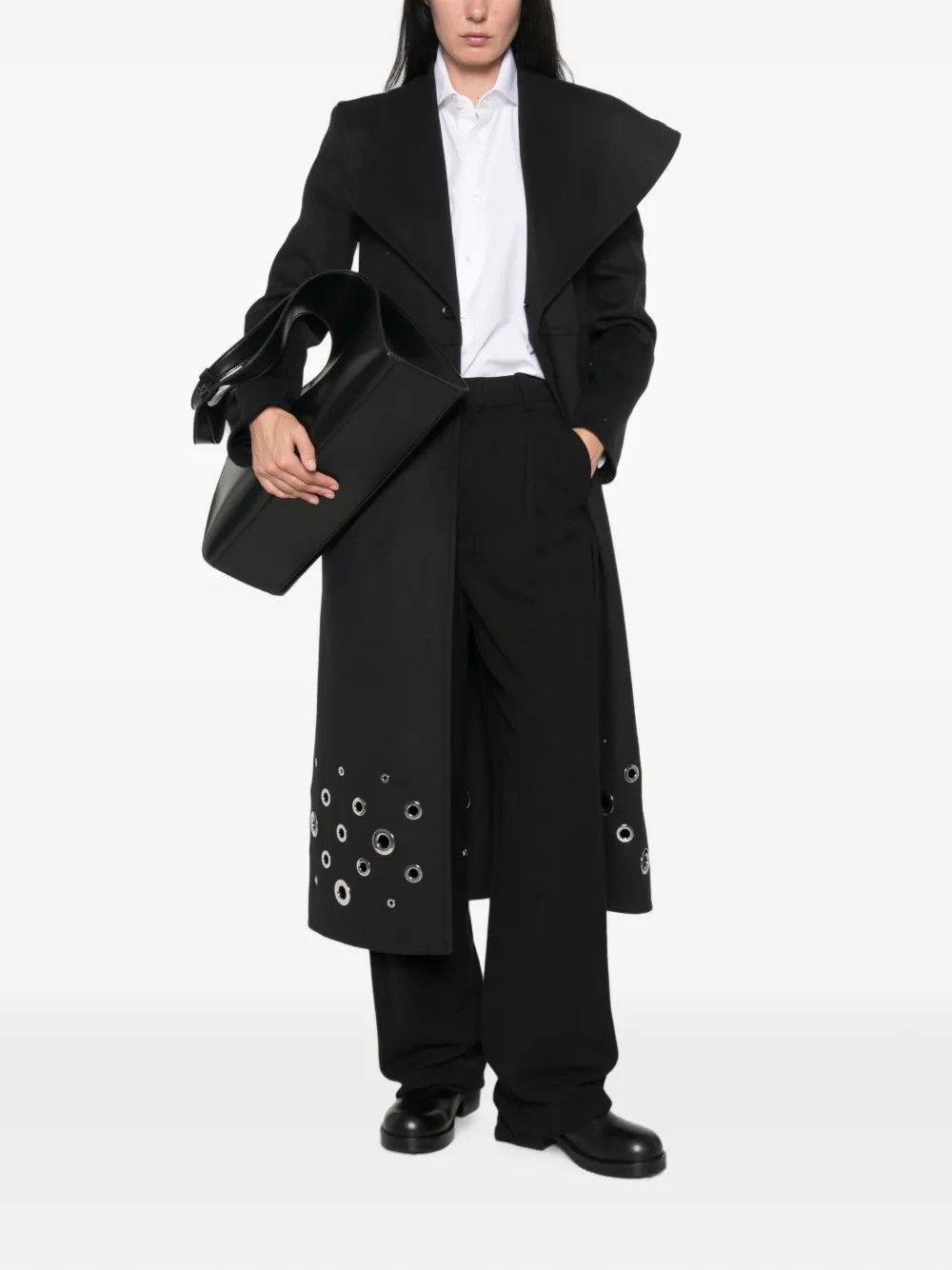 Proenza Schouler Alix Eyelet-embellished Coat In Black