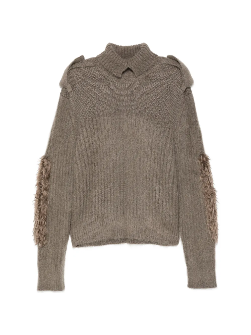 Burberry epaulette-detail faux-fur trim sweater - Toni neutri