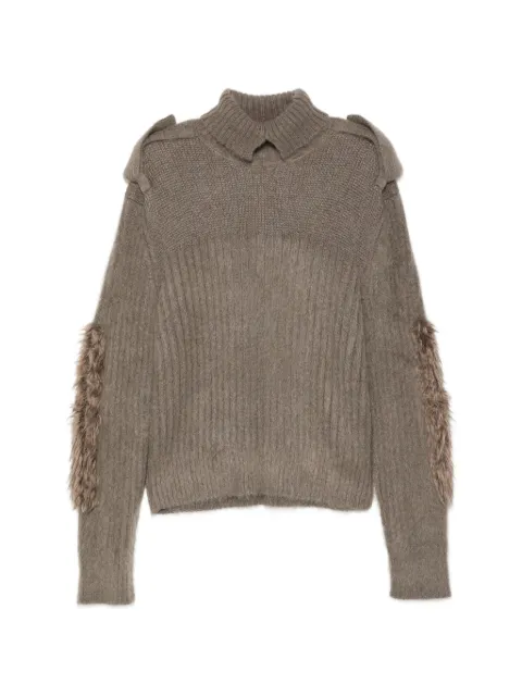 Burberry epaulette-detail faux-fur trim sweater