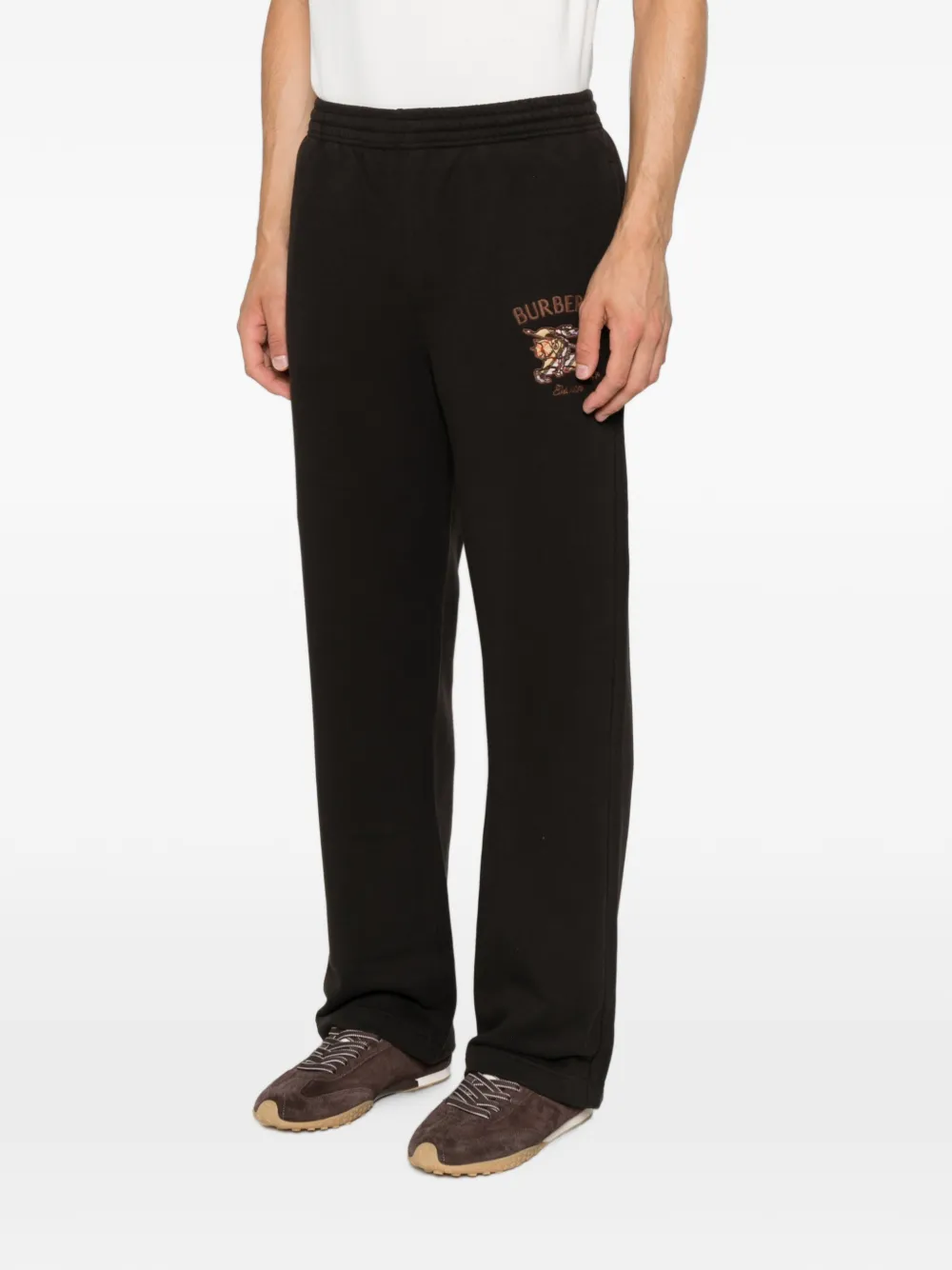 Burberry Trainingsbroek met geborduurd logo Bruin