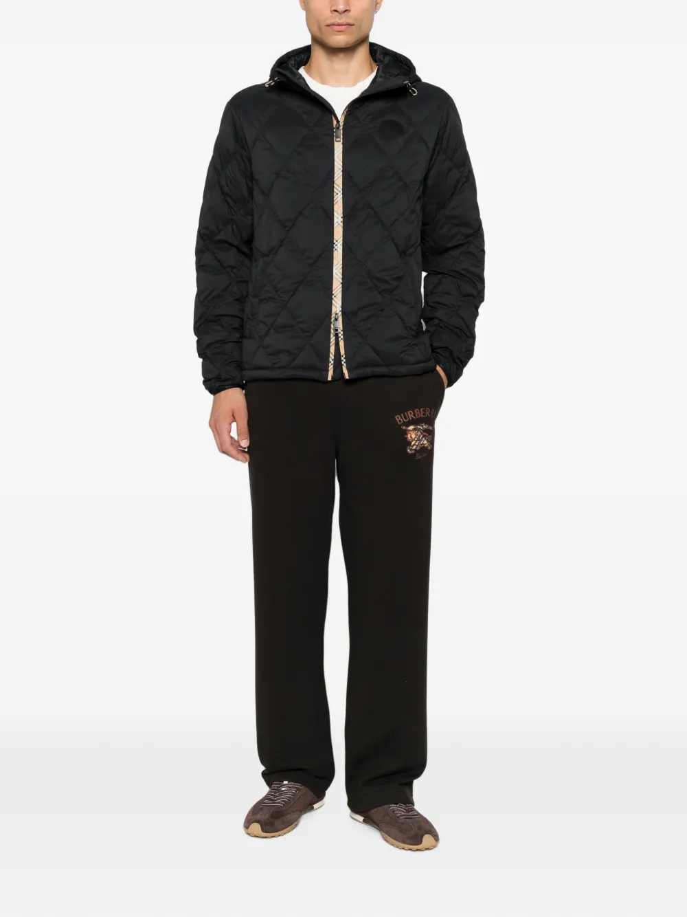 Burberry Trainingsbroek met geborduurd logo Bruin