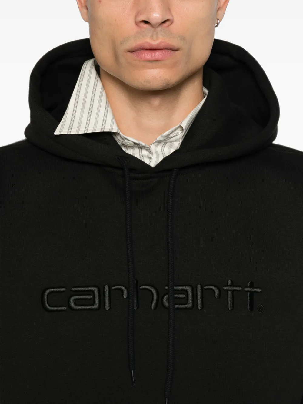 Carhartt WIP logo-embroidered hoodie Zwart