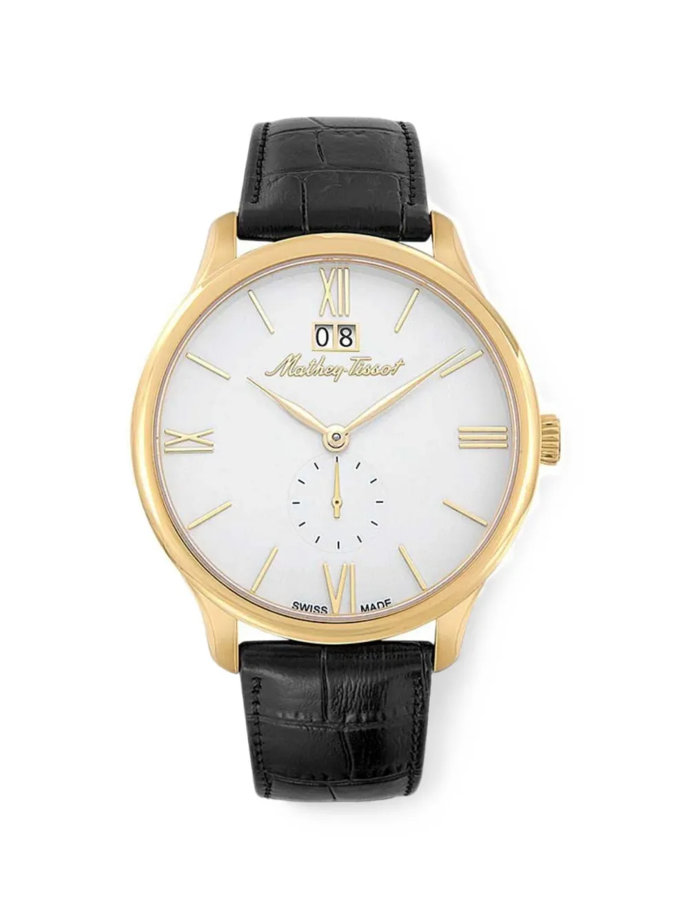Mathey Tissot Edmond leather 42mm watch - Bianco