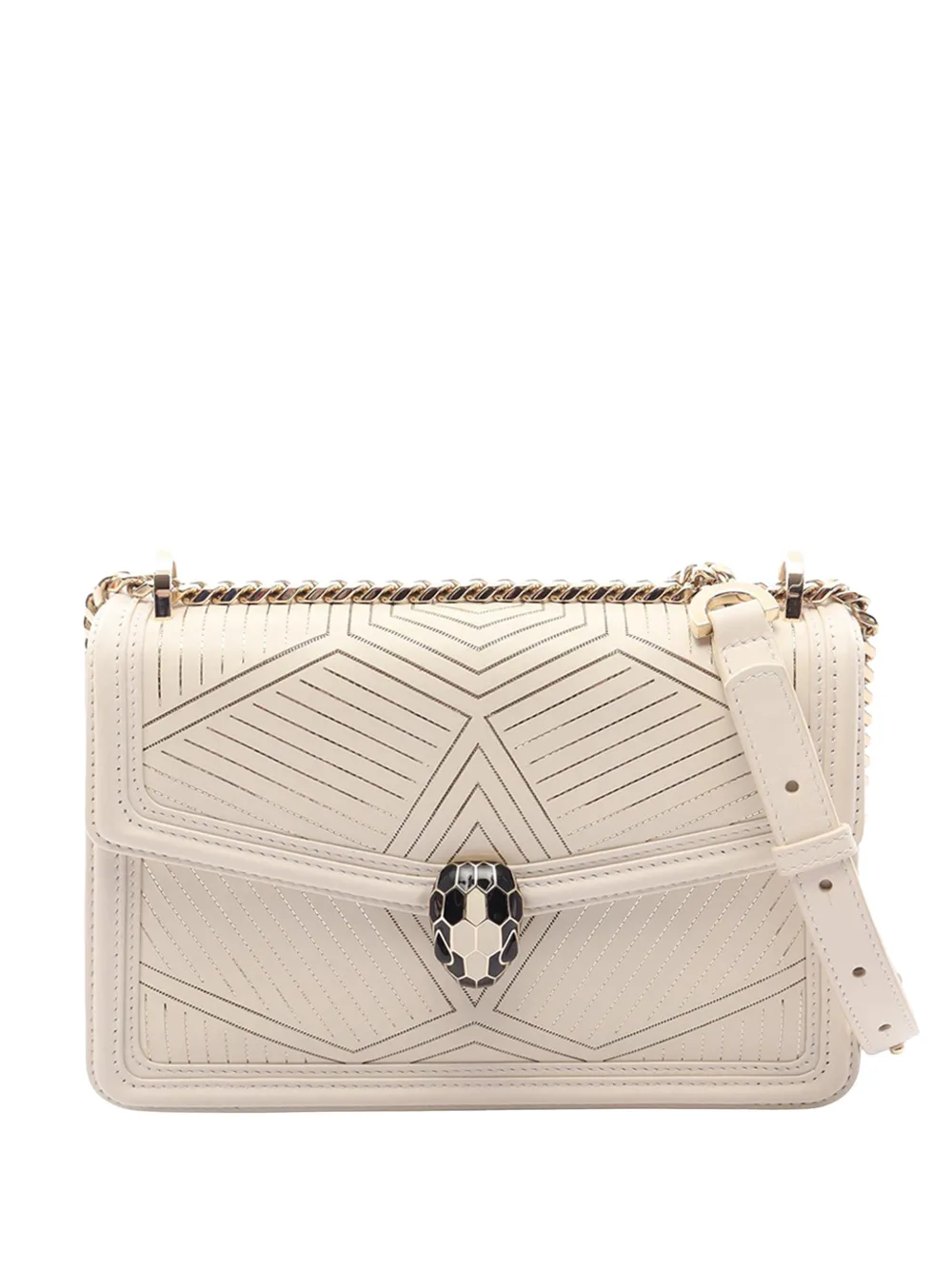 Bvlgari Pre-Owned 2010-2026 Leather Serpenti Diamond Blast shoulder bag - White