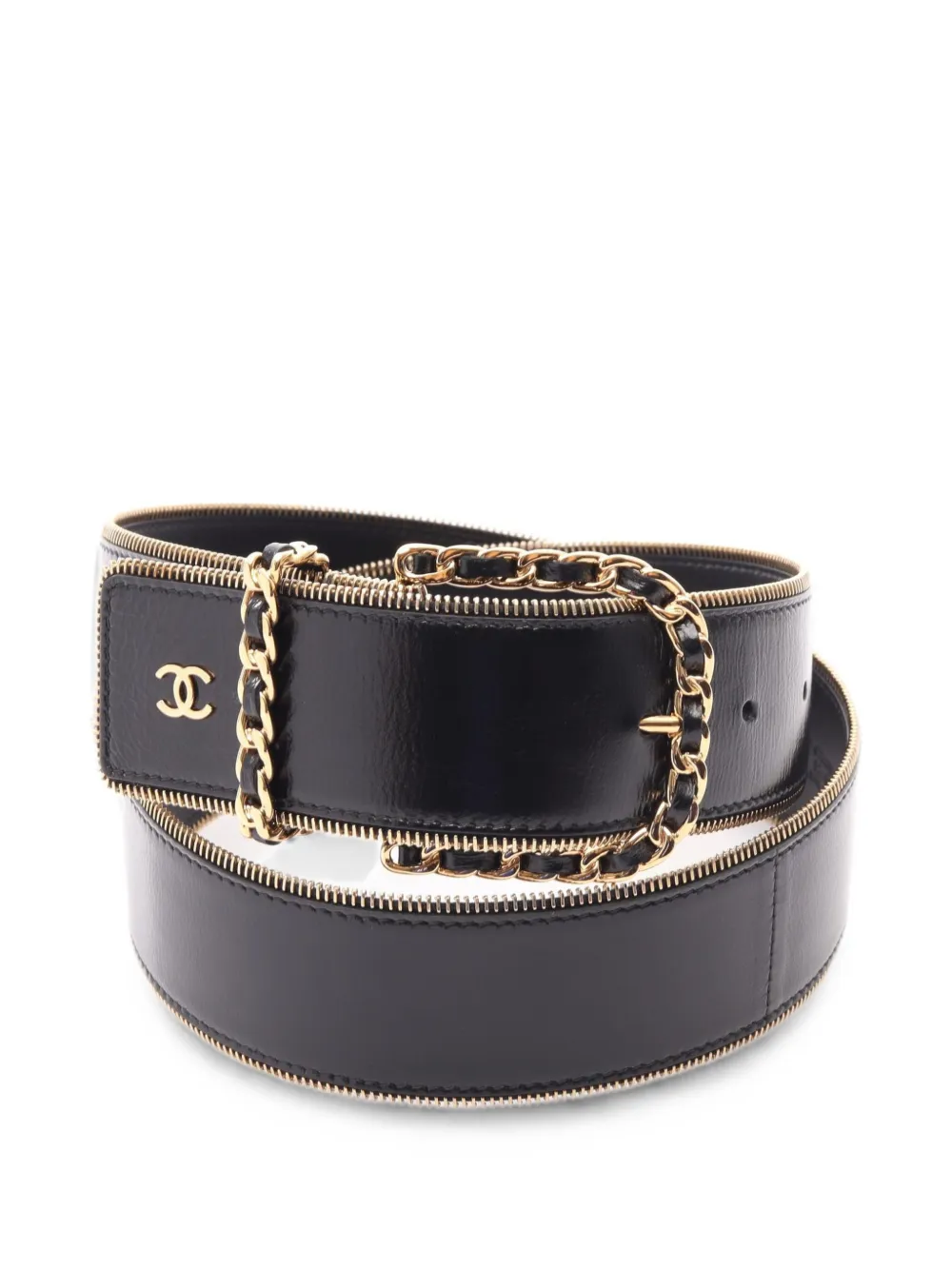 CHANEL Pre-Owned 1986-1988 CC-logo zip-trim belt - Nero