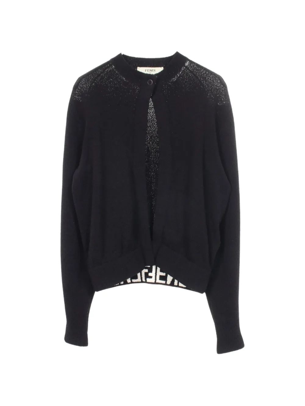 Fendi Pre-Owned 2010s logo-trim knit cardigan - Black