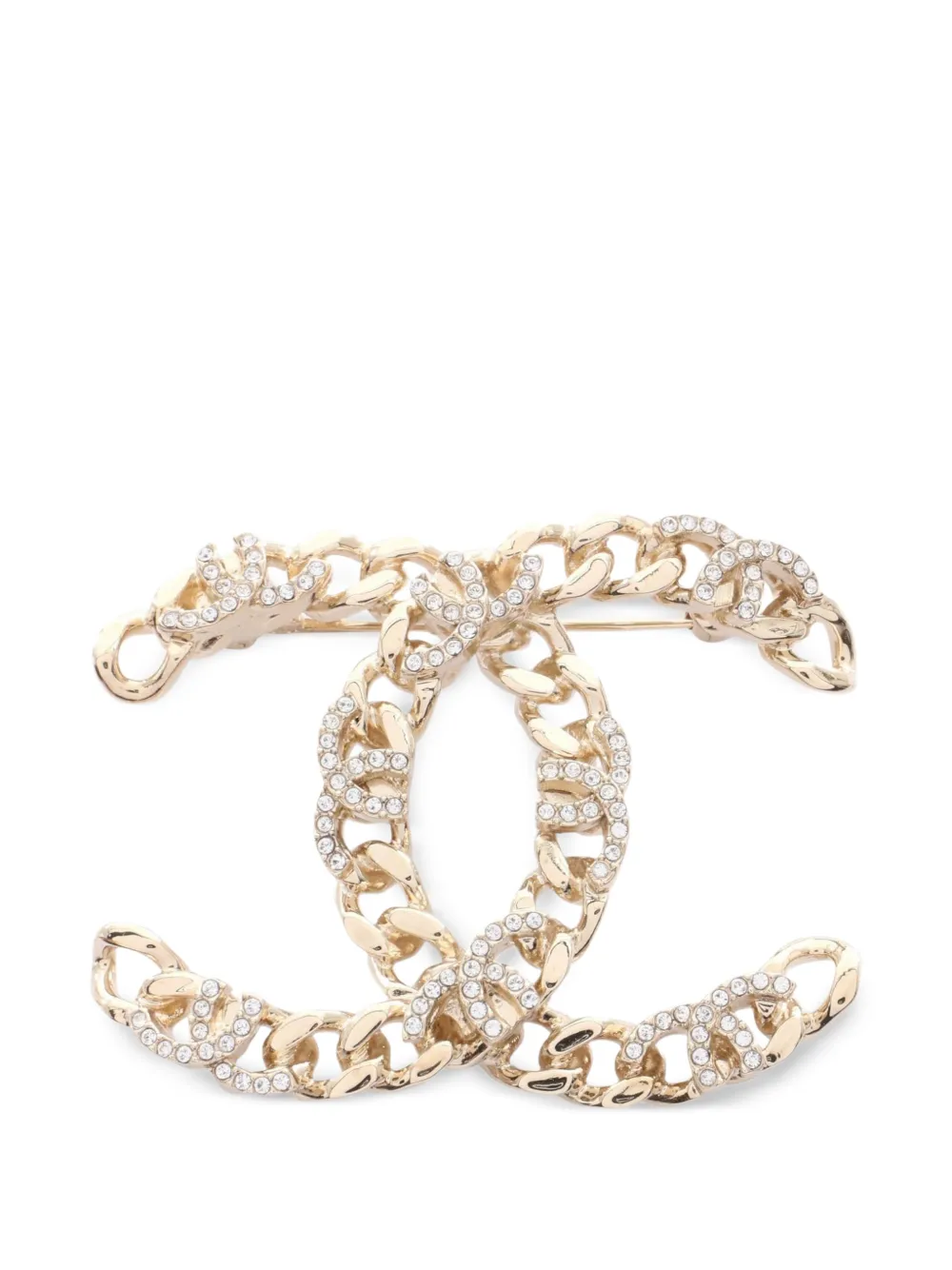 CHANEL Pre-Owned 2022 CC rhinestone-embellished brooch - Gold