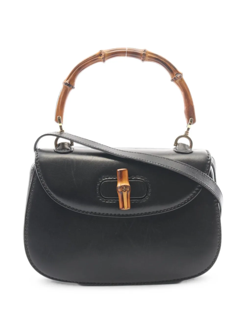 Gucci Pre-Owned 2000s Bamboo handle leather tote bag - Nero
