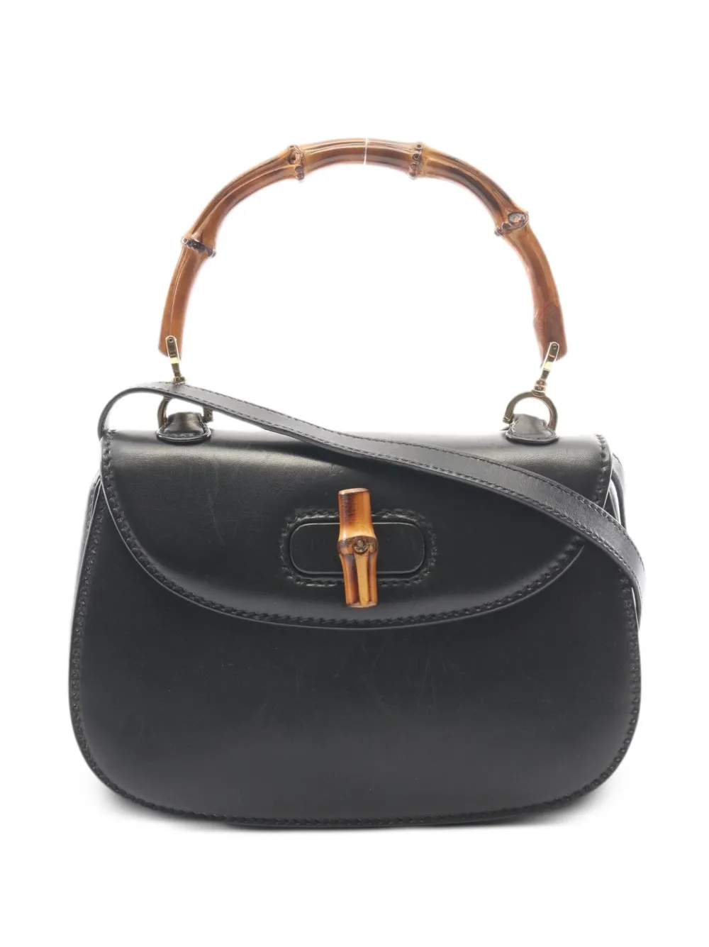 Gucci Pre-Owned 2000s Bamboo handle leather tote bag - Nero