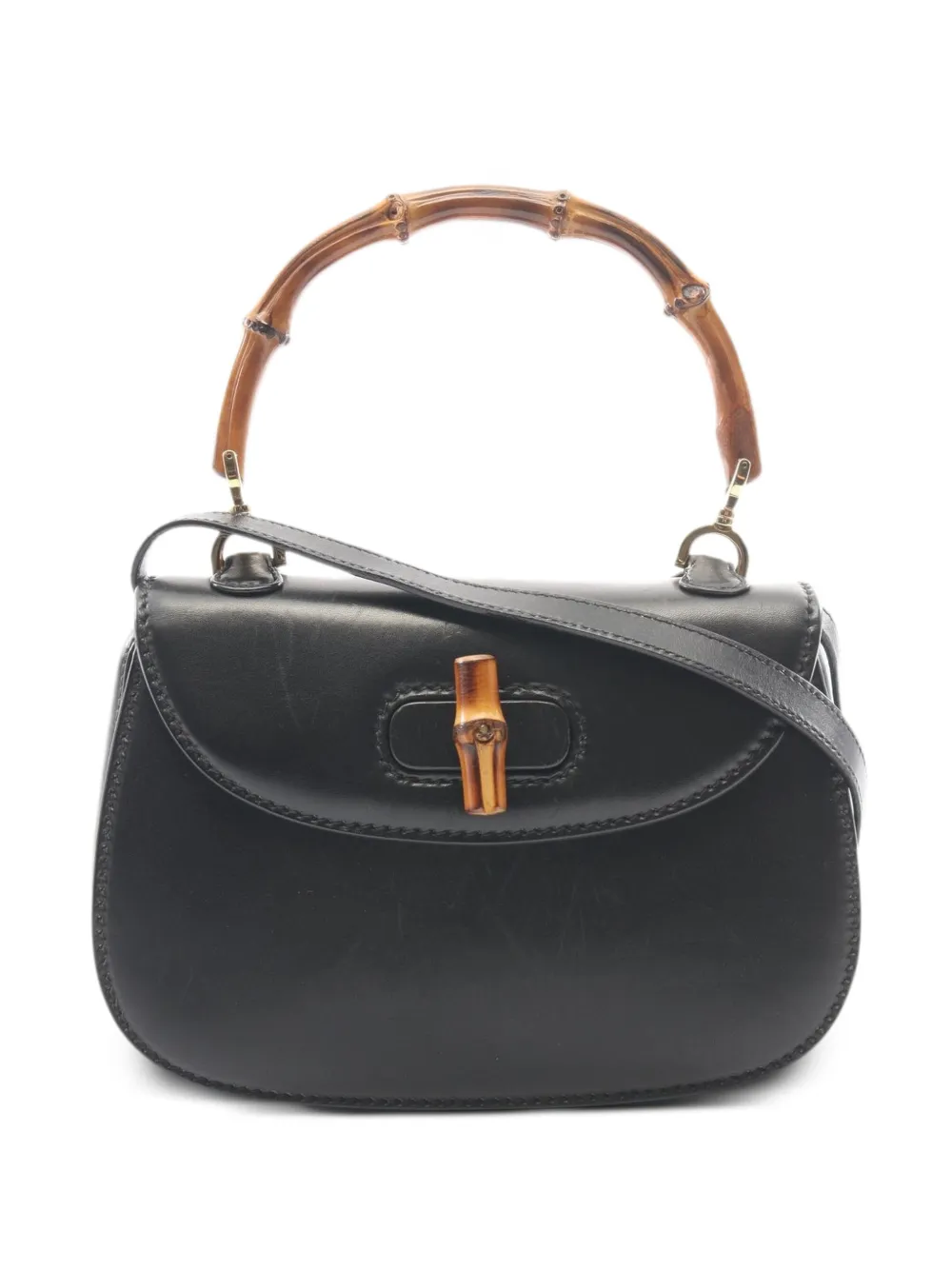 Gucci Pre-Owned 2000s Bamboo handle leather tote bag - Nero