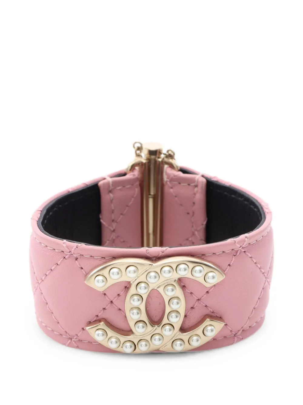 CHANEL Pre-Owned 2018 CC faux-pearl quilted bracelet - Rosa