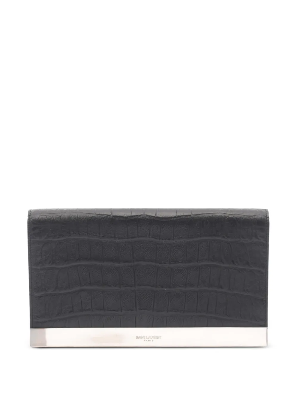 Saint Laurent Pre-Owned 2010s croc-embossed clutch bag - Nero