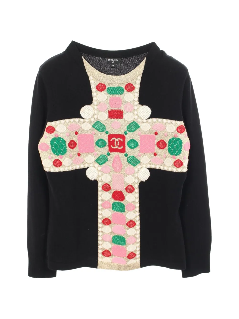 CHANEL Pre-Owned 1986-1988 Coco Mark intarsia sweater - Black