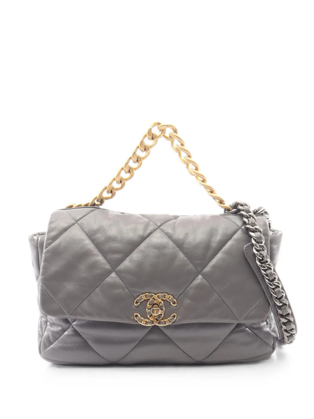 CHANEL Pre-Owned 19 CC-logo shoulder bag - Grigio