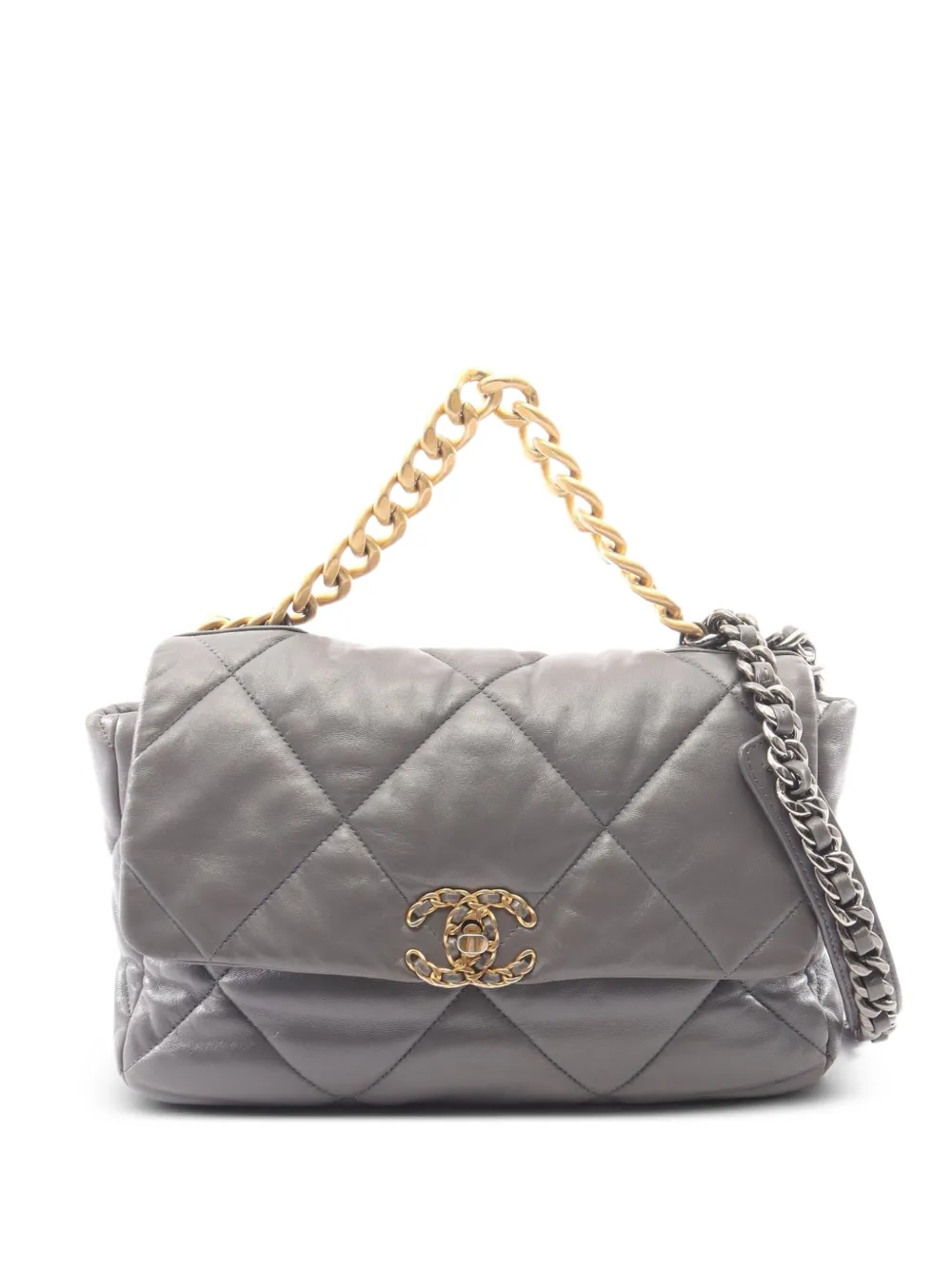 CHANEL Pre-Owned 19 CC-logo shoulder bag - Grey