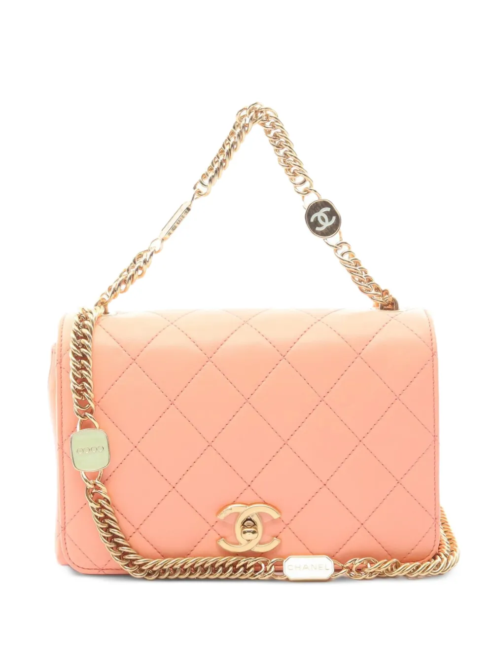 CHANEL Pre-Owned 2010s Matelassé chain shoulder bag - Orange