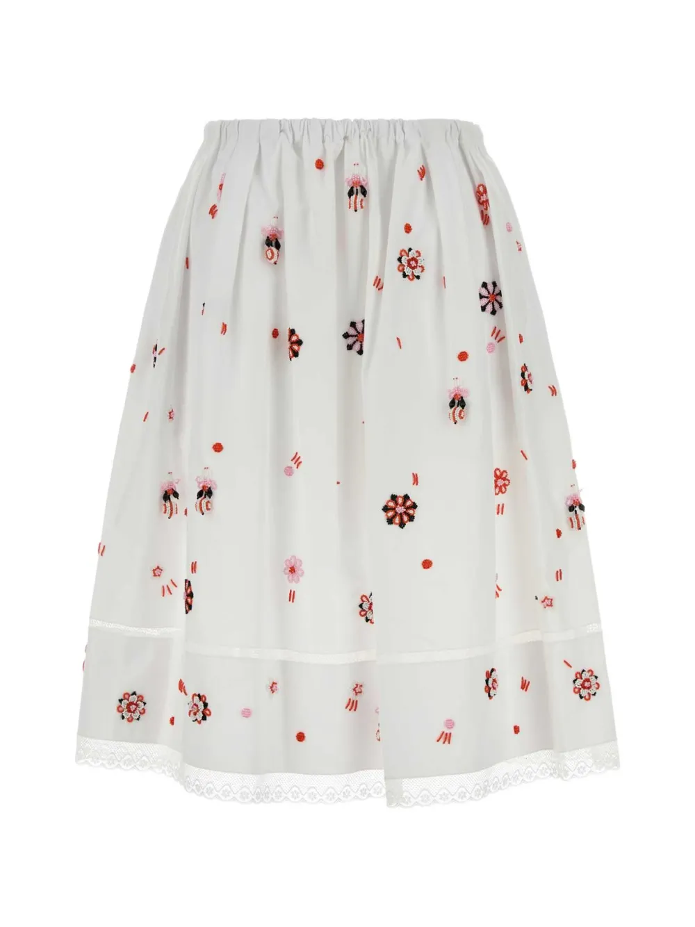 Prada bead-embellished lace-trim midi skirt - Weiß