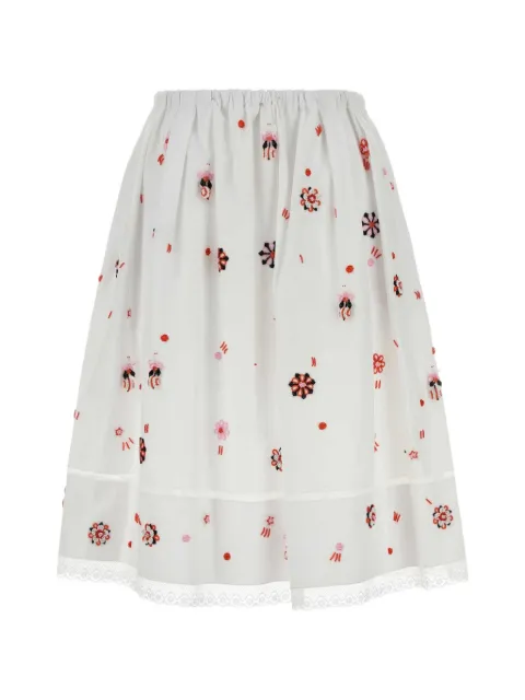 Prada bead-embellished lace-trim midi skirt