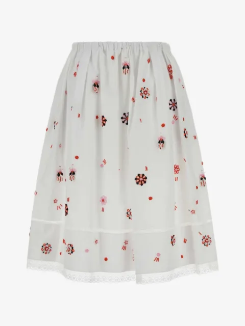 Prada bead-embellished lace-trim midi skirt