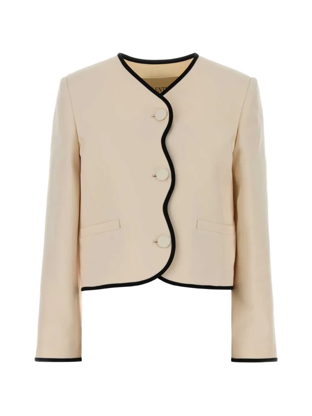 Valentino Garavani scalloped-edge contrast-trim jacket - Toni neutri