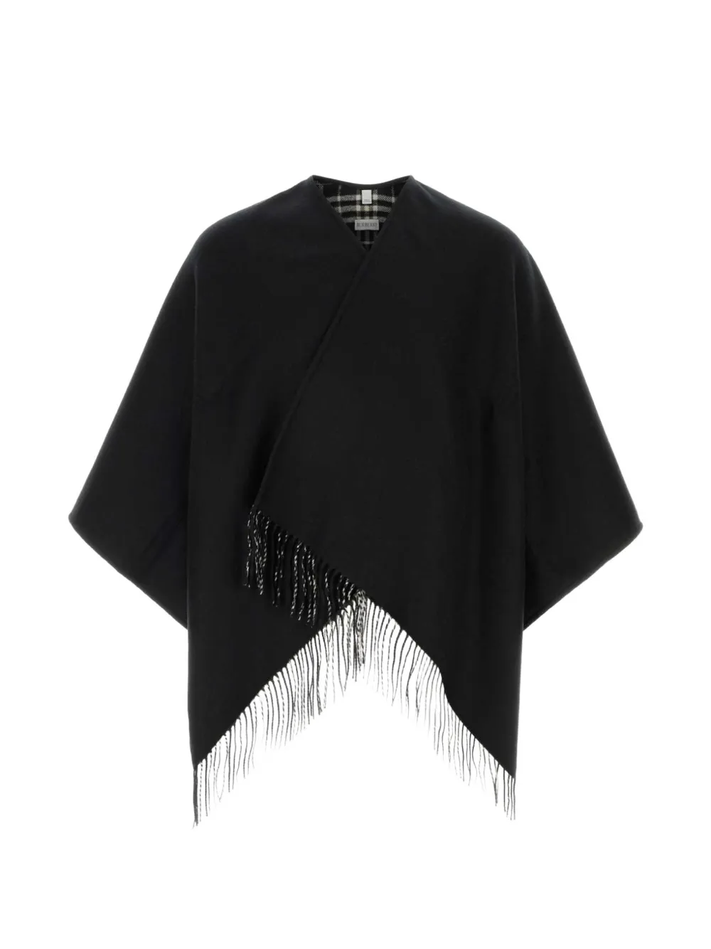 Burberry reversible fringe-trimmed cape - Nero