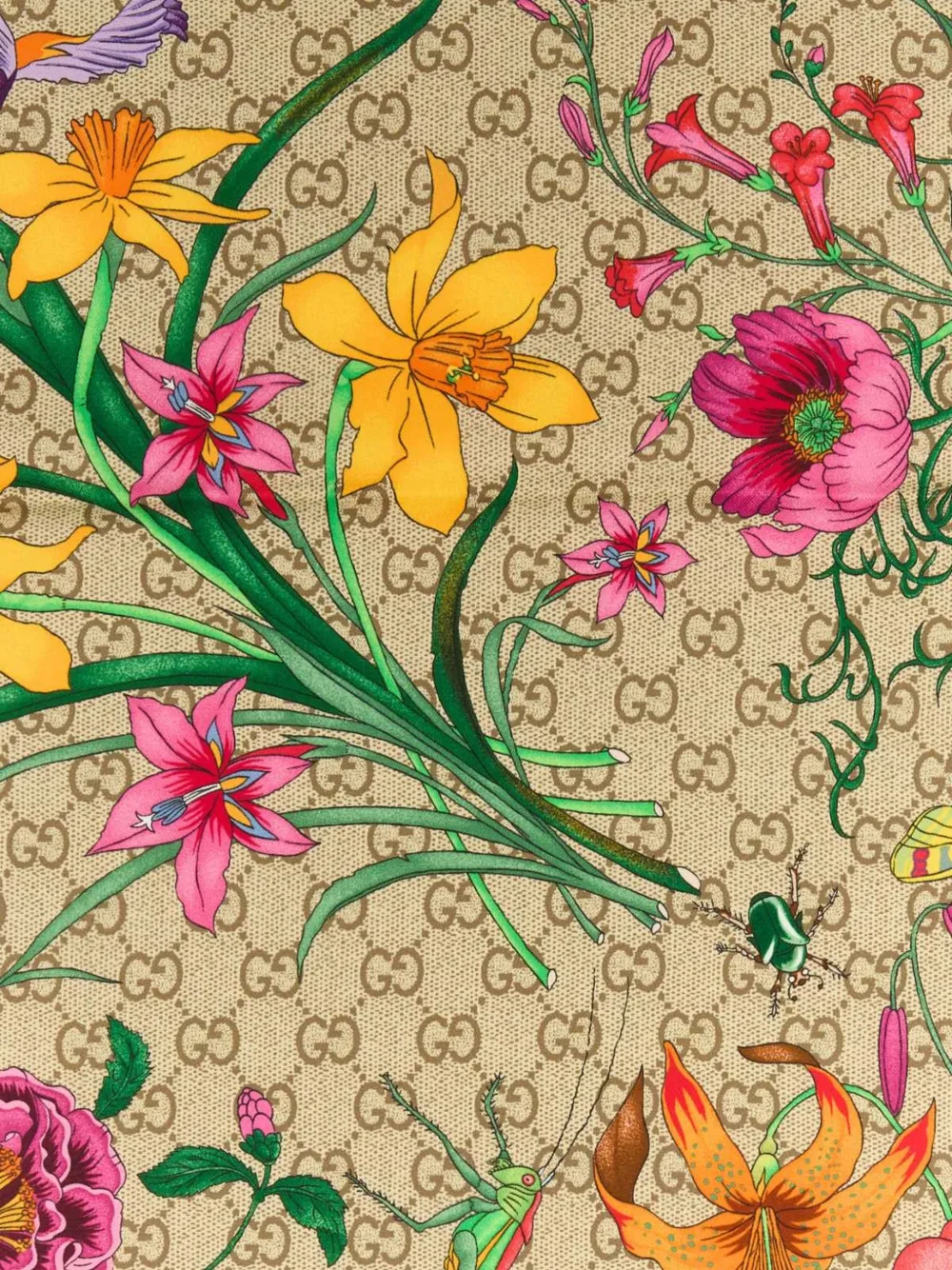 Gucci Zijden twill sjaal met GG-print Beige