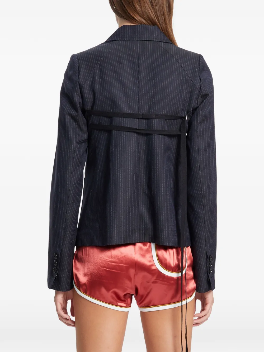 Ann Demeulemeester Pinstripe Cotton Jacket in Blue, view 4