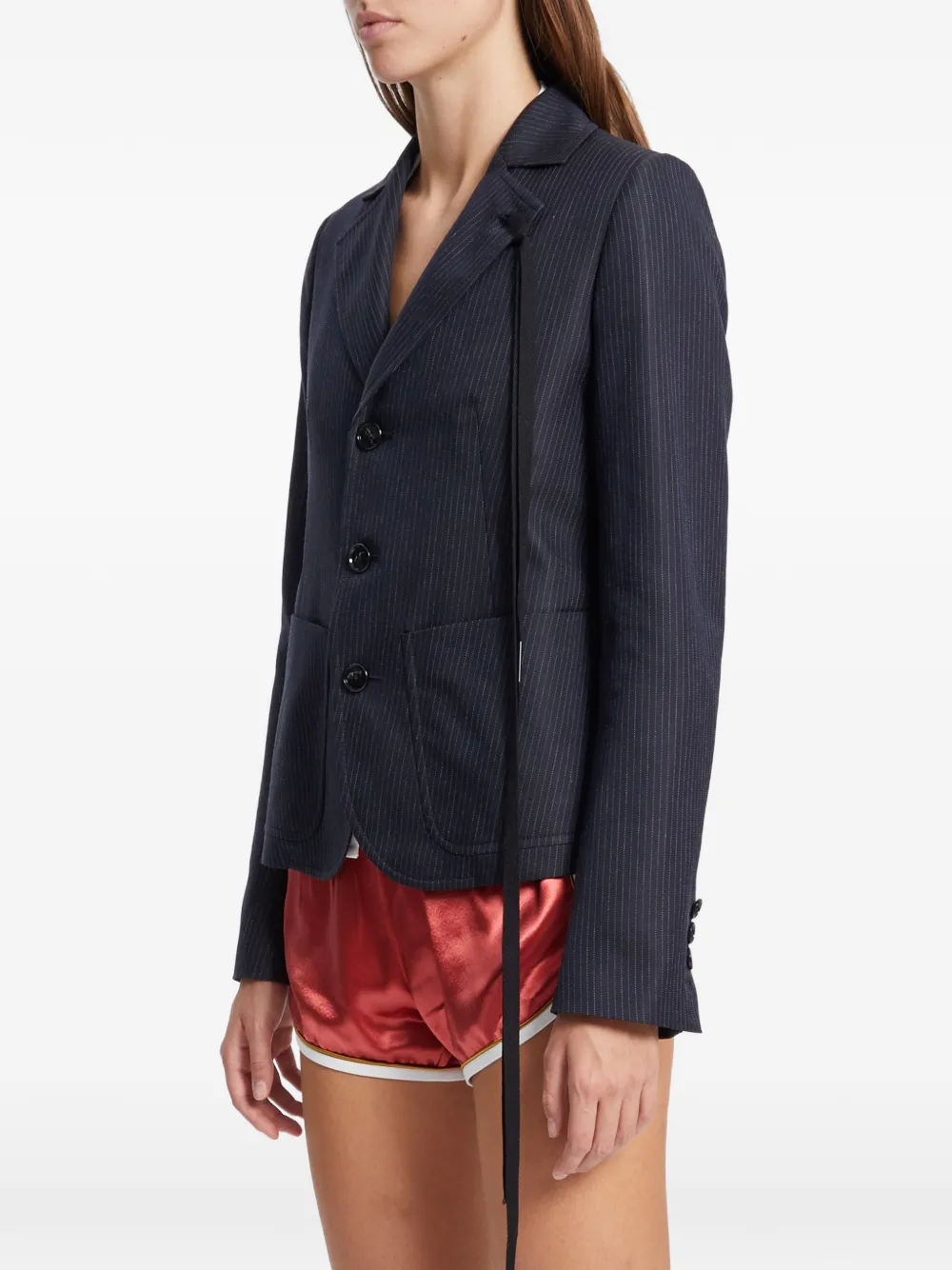 Ann Demeulemeester Pinstripe Cotton Jacket in Blue, view 3