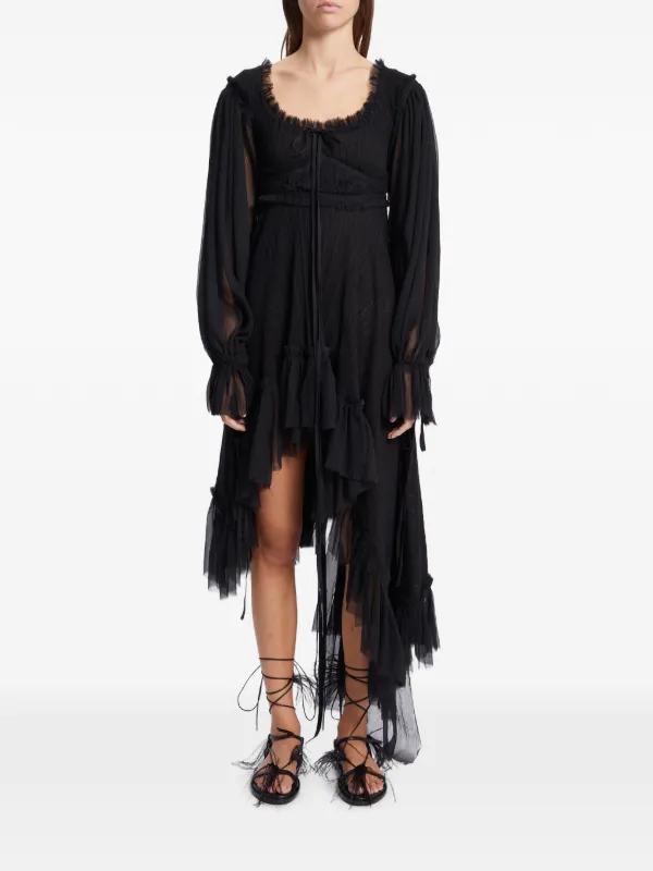 Ann Demeulemeester Giti Empire Ruffled Asymmetric-hem Dress in Black