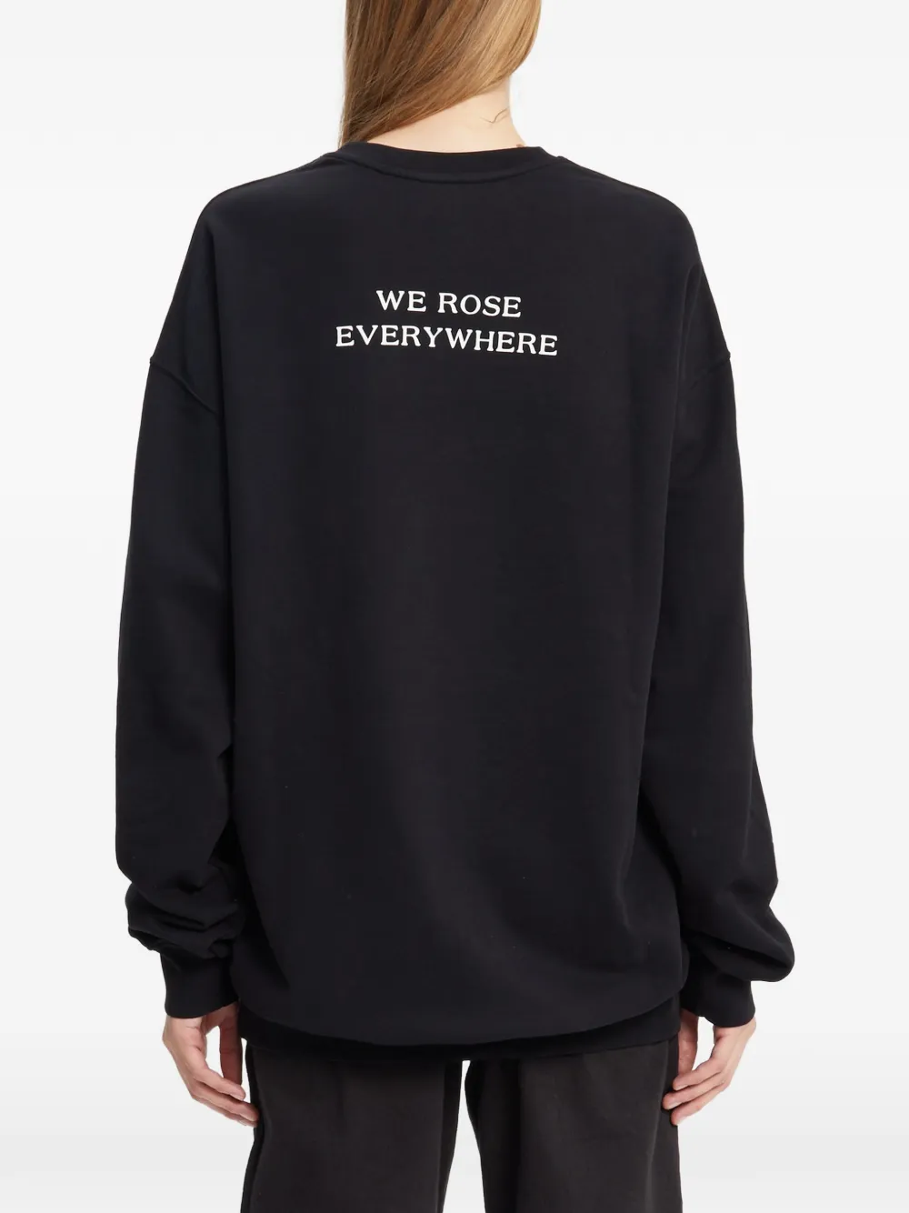 Ann Demeulemeester Geborstelde sweater met tekst Zwart