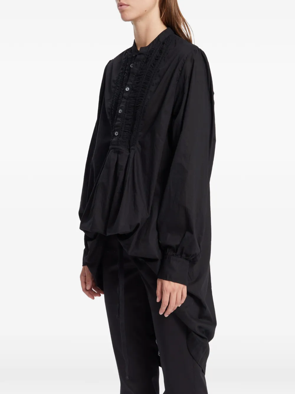 Ann Demeulemeester Geplooide blouse met gesmockt detail Zwart