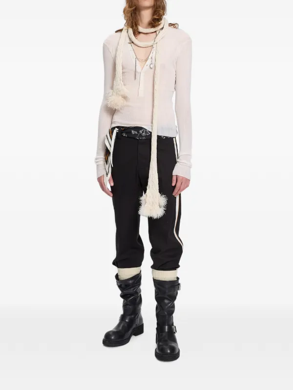 Ann Demeulemeester Bori ribbed-knit henley-neck Sweater | Neutrals