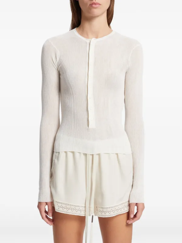 Ann Demeulemeester Miep Ribbed-knit Long-sleeve Sweater in Neutrals